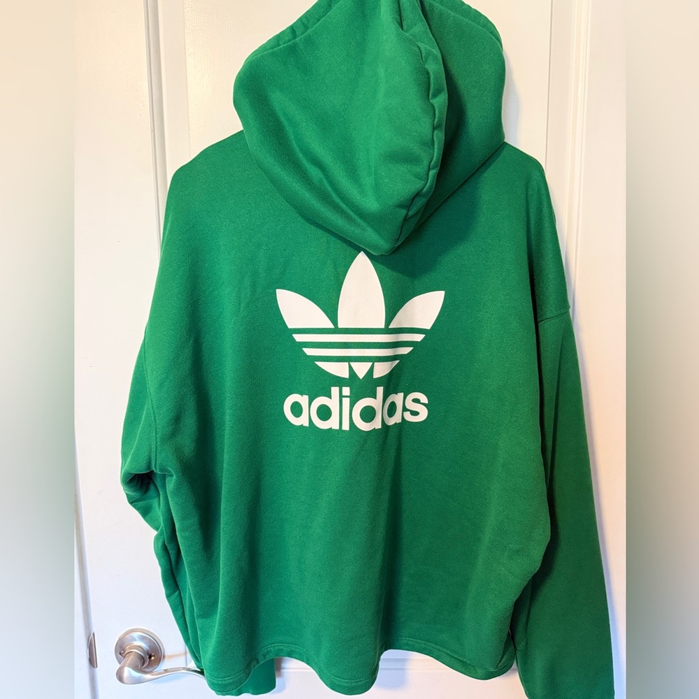 Adidas Classic Green Hoodie with White Trefoil, Size XL